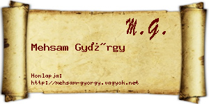 Mehsam György névjegykártya